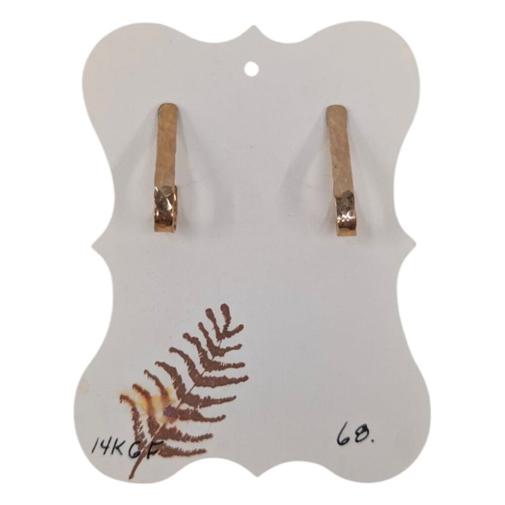 14K GF Earrings Womens Hammered Gold with Sterling Posts 1.25"